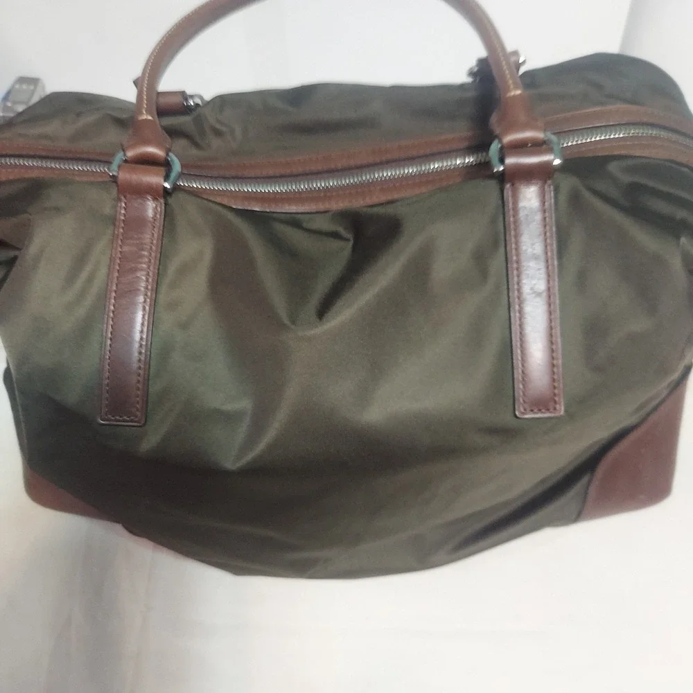 Tumi Olive Green Nylon Leather Trimmed Satchel Shoulder‎ Bag